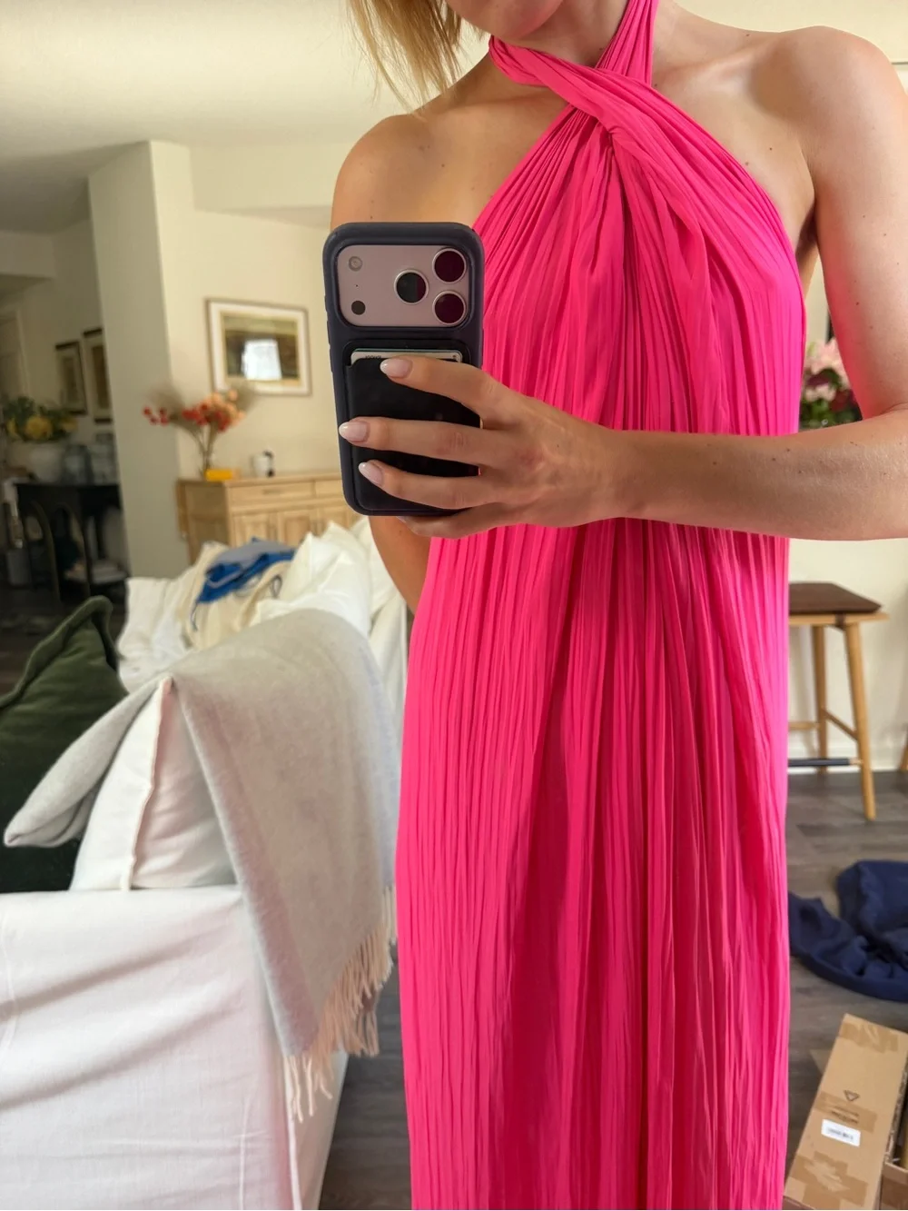 A.L.C. Hot Pink Halter Maxi Dress